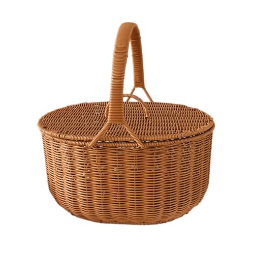 WERTGHJ Rattan-like Iron Rack Basket, Plastic Rattan Flower, Shopping