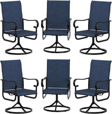 Patio Swivel Chair Set of 6, 360° Swivel & 15° Rocking High Back Outdoor Dining Chairs, All-Weather Metal Frame Patio Chairs for Backyard, Deck, Garden, Poolside Indoor Outdoor Use, Table Not Include