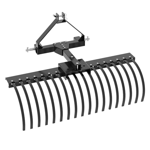 LALFPET Heavy Duty 50 Inch Tow-Behind Dethatcher Rake for Tractor - 3-Point Hitch Attachment - 18 Steel Tines - Ideal for Lawn, Garden, Farm, and Grass Maintenance - Size: 50 Inch
