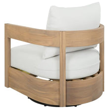 SAFAVIEH Outdoor Kento Swivel Chair, 7.1" Oak/Ivory PAT7099B
