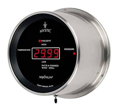 MaXimum Mystic Barometer Thermometer - Nickel Case, Black Dial