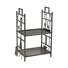 JDXQBLD Firewood Rack Outdoor Indoor Wrought Iron Log Mantel Tool Set Pliers Outdoor Firewood Racks Firewood Rack with 4 Tools Firewood Storage Racks for Outside
