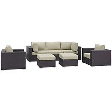 Lexmod Modway 8 Piece Convene 1 Loveseat Outdoor Patio Sectional Set, Espresso Orange