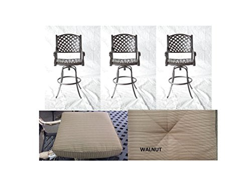 Patio Land Outdoor Living Nassau 26" High Cast Aluminum Swivel Barstools Dark Bronze