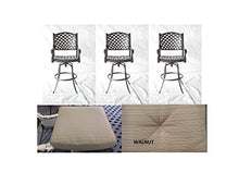Nassau Outdoor Patio Swivel Barstools 26" High Cast Aluminum Dark Bronze (3, 26" with Walnut Cushions)