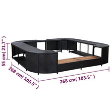 vidaXL Square Spa Surround Black 105.5"x105.5"x21.7" Poly Rattan