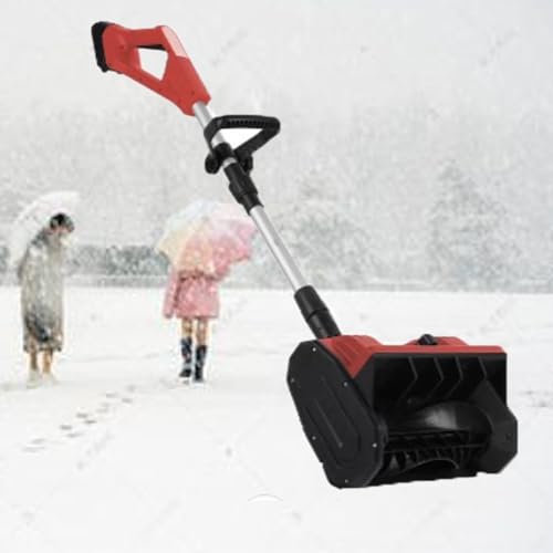 HYUIO Cordless Electric Snow Blower,Electric Snow Shovel/Snow Thrower,Handheld Cordless Electric Snow Shovel,Adjustable Telescopic Pole,Red