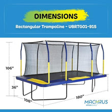 Upper Bounce Rectangle Trampoline with Enclosure Blue/Yellow