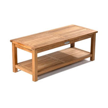 TITAN GREAT OUTDOORS Ash & Ember Sierra Grade A Teak 47" Coffee Table with Shelf, Weather Resistant Tea Table for Deck, Porch, or Backyard Use, Slatted Indoor Outdoor Patio Lounge Furniture