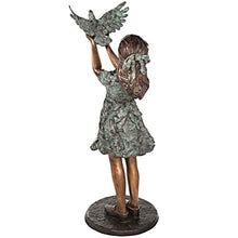 Design Toscano Destiny and The Dove of Peace Little Girl Cast Bronze Garden Statue Green