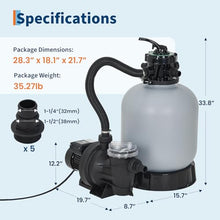 16" Sand Filter Pump for Above Ground Pool with Timer, 1HP 3962GPH Swimming Pool Pump & Sand Filter System with 7-Way Valve & Strainer Basket, Pool Pumps Above Ground, Grey