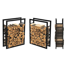 DJVHSRI Firewood Rack Metal Firewood Holder Firewood Rack,Indoor Outdoor Fireplace Fire Log Stacker Stand Heavy Duty Wood Storage Shelf with Side Rails,Easy Assemble Fire Wood Ra,