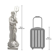 Design Toscano NG32474 Poseidon Man of the Sea Greek Mythology Indoor/Outdoor Garden Statue, 17 inches wide, 59 inches tall, Handcast Polyresin, Antique Stone Finish