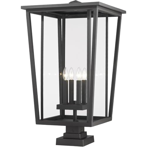 Z-Lite 4 Light Outdoor Pier Mounted Fixture 571PHXXLS-SQPM-BK