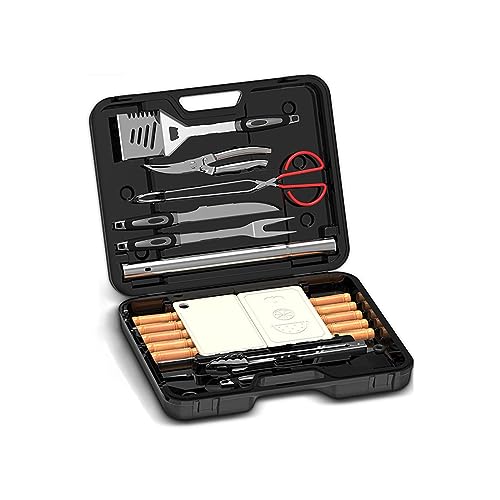 BBQ Tools Set with Portable Compact Carry Case, Grill Accessories, 29PCS Stainless Steel Grilling Kit, Grill Accessories for Travel, Picnics, RVs, Camping, BBQs, Parties