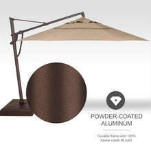 Treasure Garden AKZ PLUS Cantilever Umbrella 13' Octagonal Obravia Sand Canopy and Bronze Frame with Rolling Base