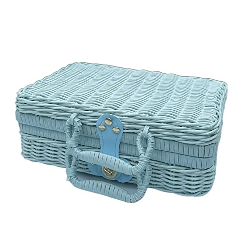 Storage Basket,Small Picnic Suitcase Woven Rattan Case Wicker Laundry Baskets Home