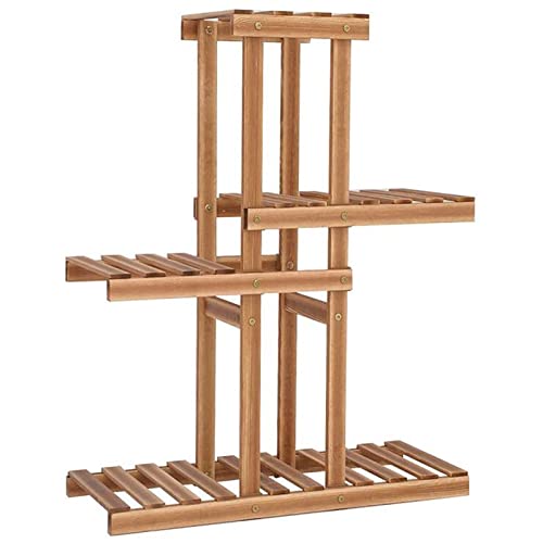 OJKJGYTF Plant Stand 4 Layers Plant Shelves Wood Flower Stand Pot Bonsai Display Wheels Storage Rack Holder Organizer Patio Garden Home Flower Stand