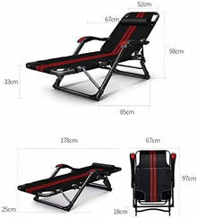 Recliner Folding Recliner Household Garden Chair Multifunctional Office backrest Beach Portable Weightless Recliner can be Adjusted Freely (Color : 1) (Black and White Strip)