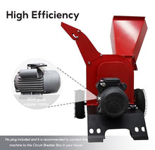 TECHTONGDA Hand-Pushed Electric Wood Chipper Shredder, Multifunctional Garden Branch Crusher for Straw Grass Fruit Tree Trimmings, 220V