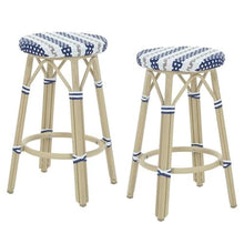 Furniture of America FOA Aluminum 30-Inch Patio Barstools with Bar Cart 5PC Set Blue