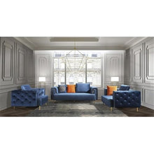 American Eagle Furniture AE-D832 Soft Velvet Fabric Chair Blue