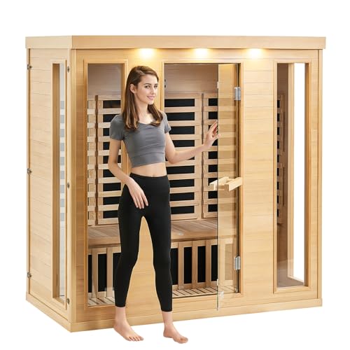 VEVOR 3-4 Person Far Infrared Wooden Sauna Brown