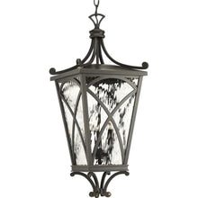Progress Lighting Cadence Collection 3-Light Clear Water Seeded Glass Luxe Outdoor Hanging Lantern Light Oil Rubbed Bronze