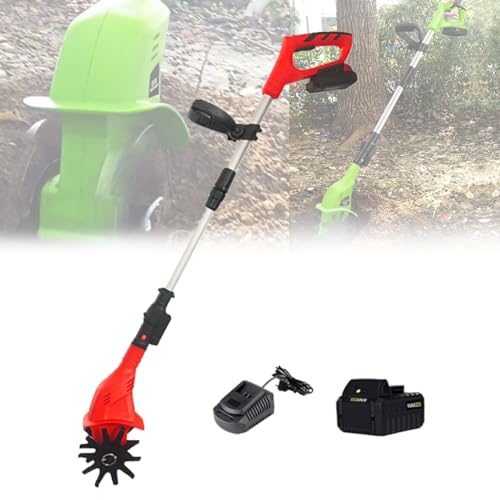 Ostreemaner Tiller Rotavator-4000mah Battery Powered,Cordless Rotavator,97-127cm Handle Adjustment,Soil Cultivator Gardening Tool for The Garden, Vegetable Plots,4000mA×1