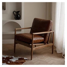 OUTIFUOSSR Luxury Nordic Retro Single Sofa Chair - Modern Solid Wood Frame Sponge Cushion(Style2)