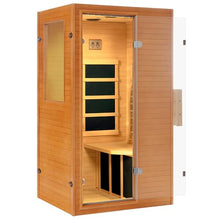 RESTISLAND 1 Person Infrared Sauna, Home Sauna Hemlock Wooden Indoor Dry Saunas Room, Low EMF 950W/110V Heaters Panels, Bluetooth Speakers, Reading Lamp