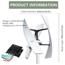XRFCY Wind Turbine Generator Kit 6000W,12V 24V 48V 220V Portable Vertical Helix Wind Power Turbine Generator Kit,3 Blade Wind Generator Kit with Charge Controller for Marine RV Home(220V)