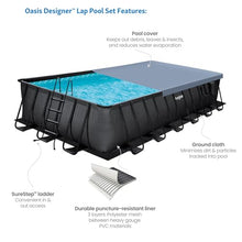 Funsicle Oasis Designer Rectangular Frame Above Ground Swimming Pool Dark Chevron Rattan