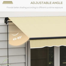 10' X 8' Manual Retractable Awning, Patio Sunshade with 280gsm Fabric, Aluminum Frame, Beige for Deck, Balcony, Yard Balcony Sun Shelter Crank,