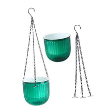 4 pcs Planters Hanging Garden Inch and Self Gray Fence for Chains Hooks Plants Resin Succulent Chain Plant Decorative Pots Round Containers Outdoor Indoor Basket (Greenx3pcs 16.5X15CMx3pcs)