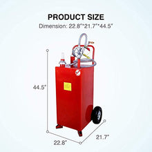 Nurxiovo Pro 30 Gallon Gas Caddy Hand Siphon Fuel Diesel Transfer Pump Portable Fuel Storage Tank Rolling Gasoline Can for Car Boat ATV with Wheels
