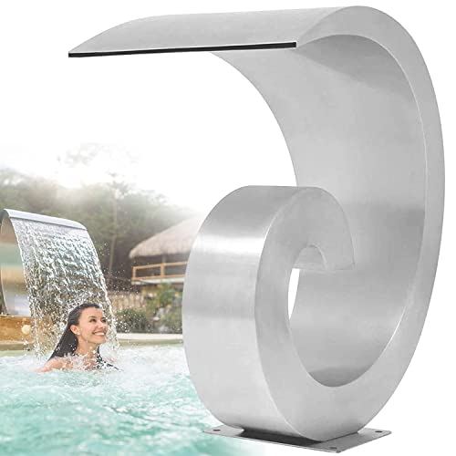 DEHIWI Waterfall Spillway,Stainless Steel Pool Fountain Outdoor Pond Waterfalls Water Fountains Kit for Garden Patio Swimming Pool Decoration,80cm*50cm