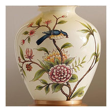 WOAITIANTIAN Desk Lamps Painted Ceramic Desk Lamp, Flower Bird Bedside Table Light(Dark Gold)