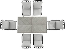 Crosley Furniture Otto 7-Piece Chevron Outdoor Dining Set Matte Black with Gray Cushions
