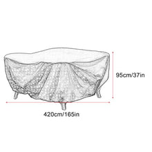 Round Patio Table Cover, Outdoor Patio Furniture Cover 420D Oxford Double-Sided Waterproof with Drawstring, for Outdoor Dining Table Chairs(Size:420×95cm/165×37n,Color:Gray)