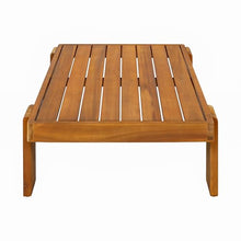 Merax 2 Piece Patio Loveseat & Coffee Table Set with Acacia Wood Frame, Waterproof Cushions & Round Backrest for Garden, Deck & Balcony, Light Brown+Teak