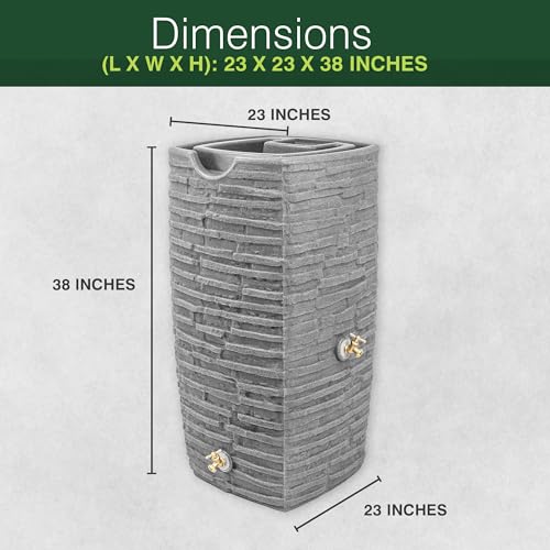 Good Ideas Impressions Riverwalk 50 Gallon Rain Barrel Dark Granite 3 Pack