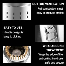 Smokeless Charcoal Smoker Barrel Grill Vertical Barbeque Hanging Stove Stainless Steel Split Oven with Kabob Skewers 360° All Round Roasting Barbecue Grill for Camping