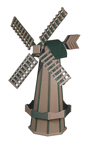Medium Poly Windmill Weatherwood & Green