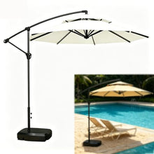 AY8ADYUI Table Market Umbrella,Cantilever Umbrella,Large Outdoor,with Base,8 Sturdy Ribs,Crank and Sturdy Ribs,for Garden, Deck, Backyard, Pool, Turquoise(Pale White)