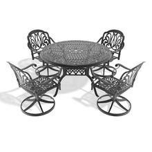 callmego Elegant Cast Aluminum Outdoor Patio Furniture Set with Comfortable Seat Cushions for Backyard, Deck, or Garden Use (Aluminium +5 Piece + Cushions-3)