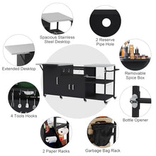 82.5“L Outdoor Grill Station for Big Green Egg, Heavy Duty Grill Cart for Kamado Joe Big Joe & Tabletop Griddle, Mobile BBQ Island with Weatherproof Cover