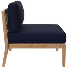 Modway Clearwater Outdoor Patio Teak Wood 6-Piece Sectional Sofa in Gray Navy