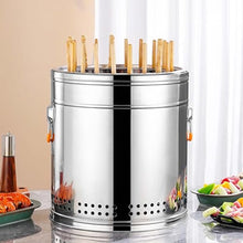 Smoker Smokeless Barbecue Hanging Grill With 30 Skewers Stainless Steel Charcoal BBQ Stove Charcoal Braised Grill Barrel Large Capacity Portable 360° All Round Roasting Oven