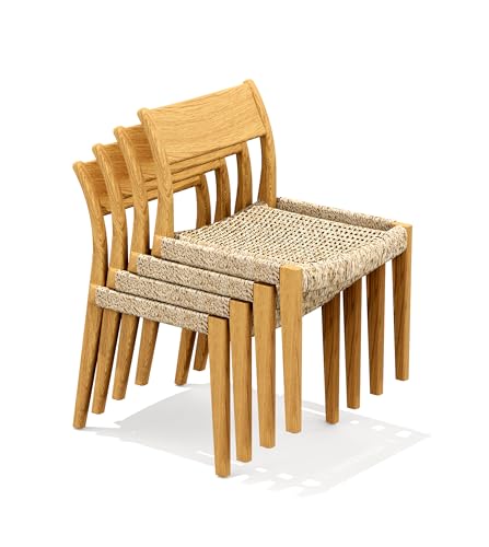 TeakStation Qty 4 - Grade-A Teak Wood Luxurious Solo/Single Amilo Stacking Armless Chairs #36AMAL